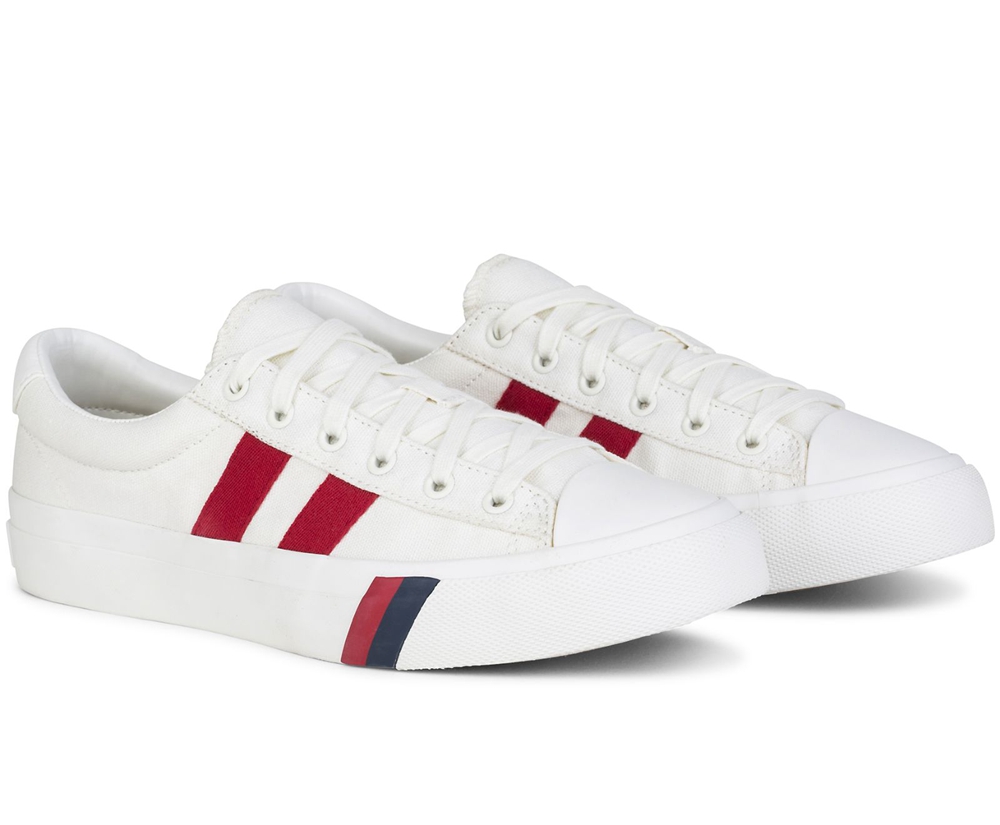 Womens Keds Sneakers - Royal Plus Canvas - White/Red - 2098-EYMSK